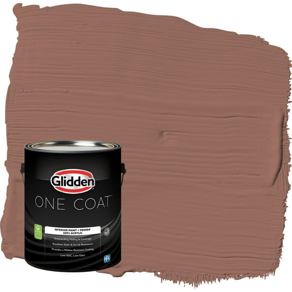 Glidden One Coat Safari Brown / Brown Eggshell Interior Paint with Primer, 1 Gallon
