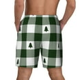 thumbnail image 3 of Sigee Green White Lumberjack Plaid Print Mens Swim Trunks with Compression Liner Quick Dry Swim Stretch Beach Shorts with Pockets,S-3XL, 3 of 7