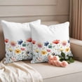 thumbnail image 2 of Watercolor Flower Pillow Covers 2 Pack Spring Red Pink Blue Floral Plant Pillowcase Waterproof Outdoor Throw Pillow Cover for Patio Garden Square Cushion 24”x24”, 2 of 9