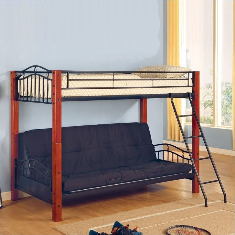 Metal Twin Over Futon Bunk Bed, Traditional Cedar Log Twin Futon Bunk Bed