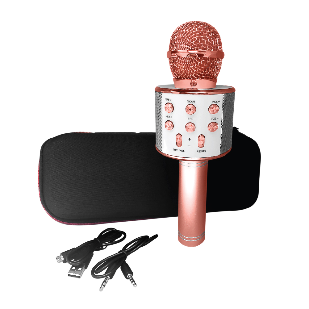2BOOM Wireless Karaoke Mic w/ Speaker, Headphone Input, Recording, Rose