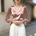 thumbnail image 5 of IUYRTFE Women's Long Sleeve Crew Neck Top Sheer Sleeve Ruffle Cuff Casual Pullover Blouse, 5 of 6