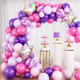 thumbnail image 1 of Kit de arco de guirnalda de globos morados, kit de guirnaldas de globos rosas y morados, kit de arco de globos morados de 81 piezas con globos de ágata y globo de lámina de estrella para Bir, 1 of 5