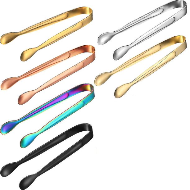 Pinzas para azúcar, pinzas para dulces 6 piezas Pinzas para hielo de acero inoxidable multicolor para regalos de fiesta, boda, barra de ensaladas y cocina