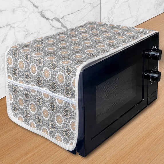 Ethnic Microwave Oven Cover, Moroccan Folklore Oriental Eastern Ottoman Classic Antique Vintage Pattern, Water Resistant Organizer with Pockets for Kitchen, 36" x 12", Multicolor, by Ambesonne