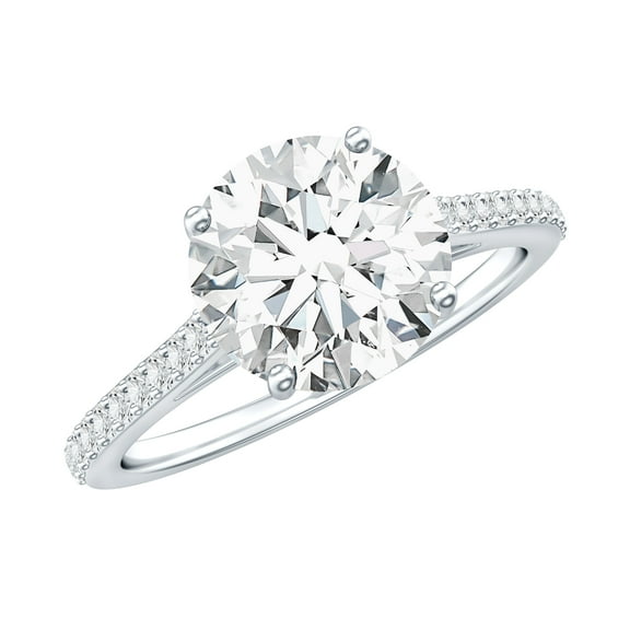 Rosec Jewels - Certified Lab Created Diamond Ring - 8 mm Circle Engagement Ring 2 Carat (EF-VS Quality), 925 Sterling Silver, US 4.00