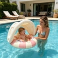 thumbnail image 2 of UPF50+ Sun Protection Baby Float With Canopy, Soft Fabric Covered Foldable Baby Pool Float With Canopy and Safety Seat for Baby Swimming Pool Play, 2 of 12