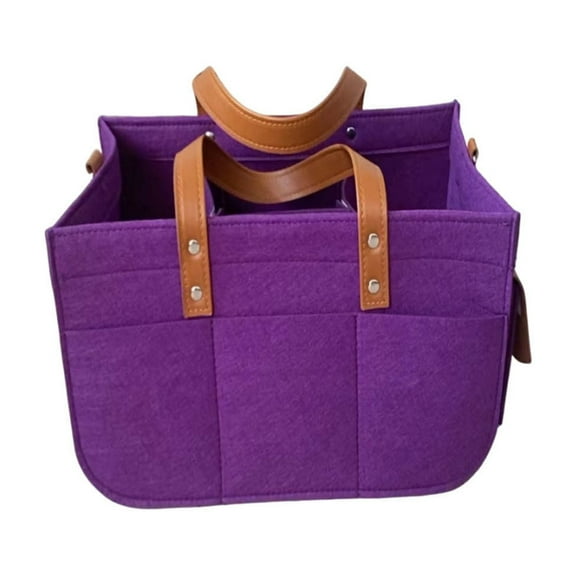 Portable Storage Tote, Diaper Organizer Bag, Large Multifunction Foldable Nursery Storage with Removable Compartments, Lightweight Fabric and Leather Handle