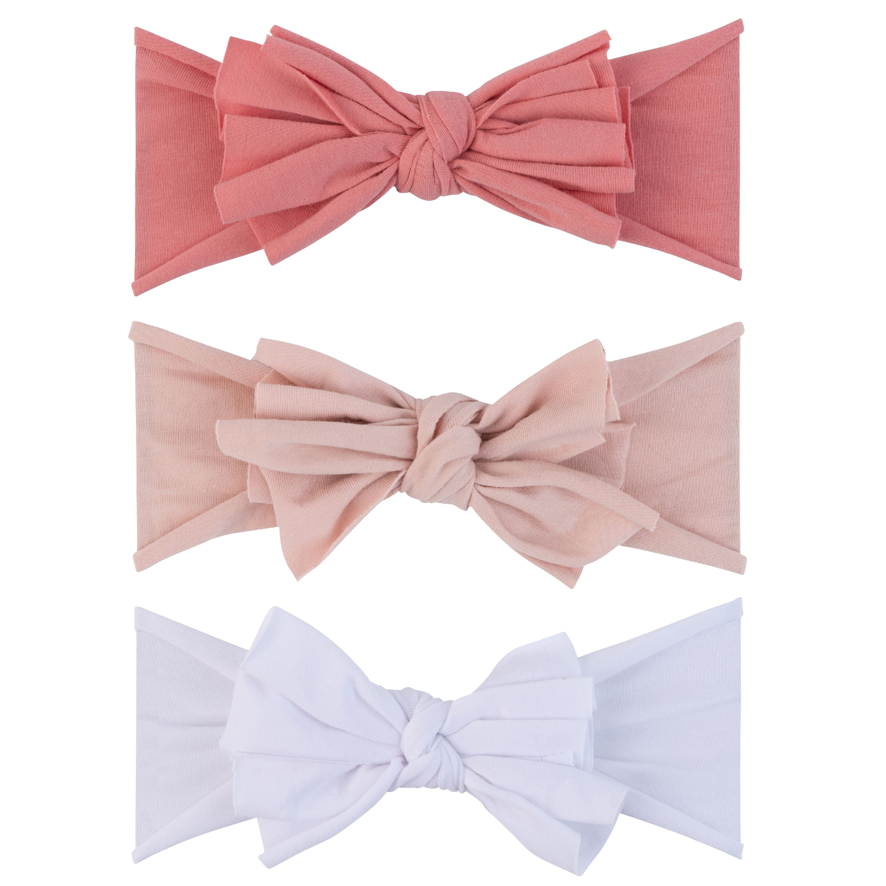 Extra Soft Baby's Pink Silky Lycra Hair Band with Pink Satin Bow 0-3 YEARS 