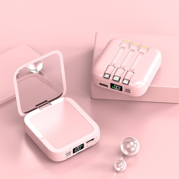onlyliua Ofertas Especiales Espejo de Belleza Portátil Fuente de Alimentación Portátil Viene 3 Cables para Cargar La Batería