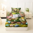 thumbnail image 4 of Erosebridal Cute Green Gnome Kids Twin Sheet Sets, Easter Eggs Flower Bedding, 3 Pieces, 4 of 5