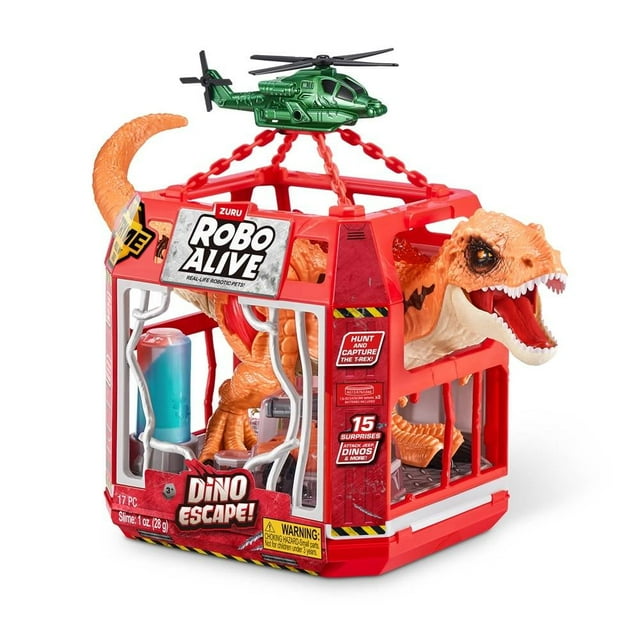 Robo Alive Zuru de Plástico con Diseño de Dinosaurio con Jaúla Café