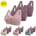 thumbnail image 4 of Hjlmsx Women's Daisy Bras Front Closure Push Up Bras Comfort Breathable Plus Size Daily Bras No Underwire Full Support 3 Pack, 4 of 4