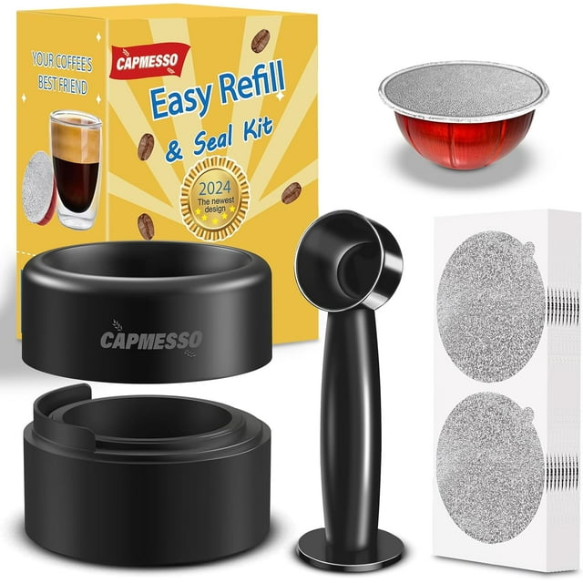 Reusable Vertuo Pod Refill Kit, 300pcs Aluminum Foil Lids for Reusable Nespresso Vertuo Pods, Faster Seal Refillable Nespresso Pods Vertuo with Brush