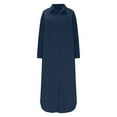 thumbnail image 4 of Gspmoly Robes pour Femmes Grande Taille, Mode pour Femmes Col Rabattu Ample Coton Lin Manches Longues Ajustée Taille Haute Robe Robes d'Été pour Femmes Offres, 4 of 7