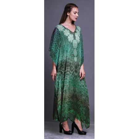 Phagun Snake Animal Skin Beach Kaftan Bikini Cover up Womens Maxi Dress Long Caftan-S-L