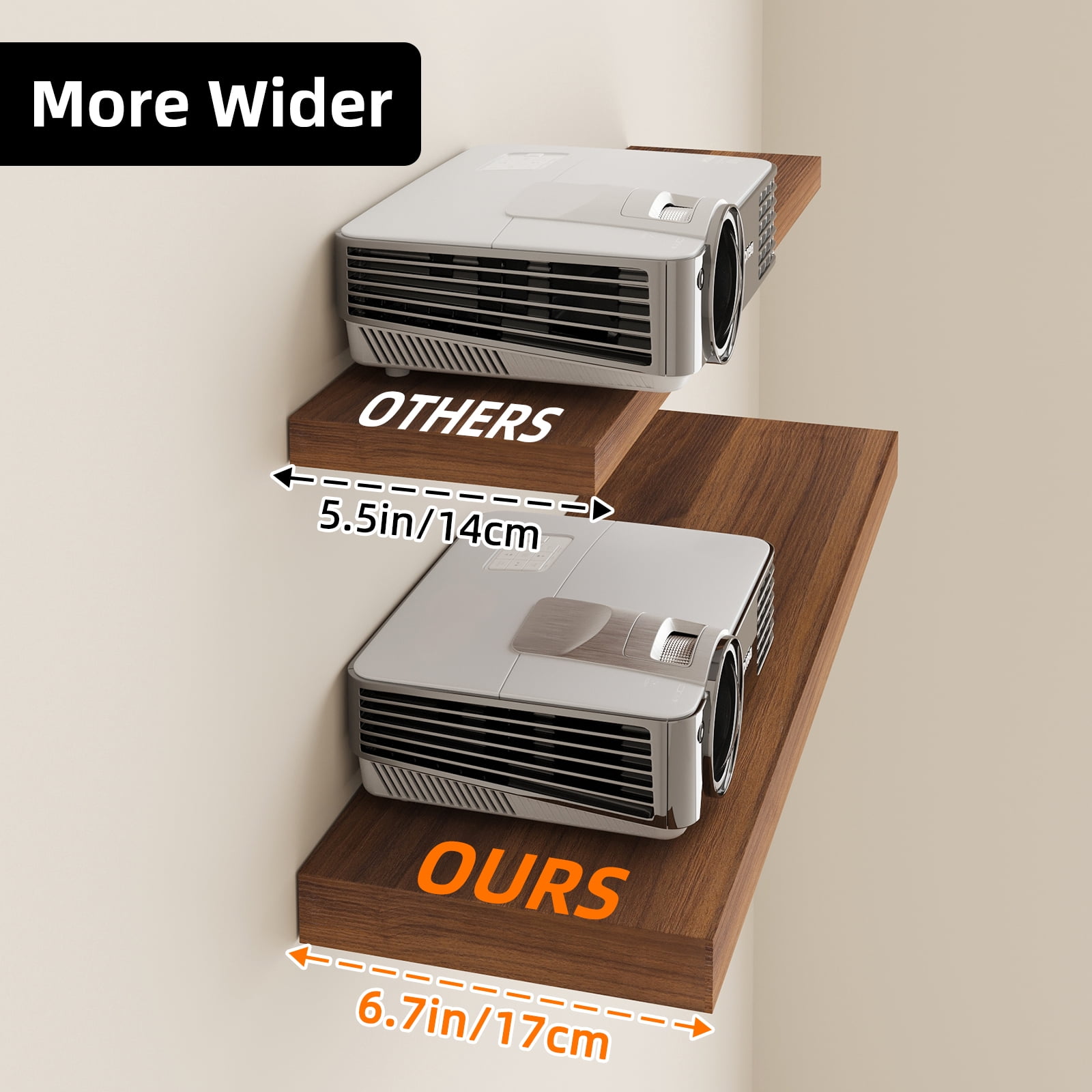 Tomnk 2pcs Floating Shelves for Wall, 22.5in Bathroom Kitchen Shelves for Rustic & Modern Home, Walnut