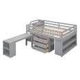 thumbnail image 5 of Full Size Low Loft Bed with Retractable Writing Desk and 3 Drawers, Wooden Loft Bed Frame with Storage Stairs and Shelves, for Kids Teens Boys Girls, Sturdy Slats Support, Gray, 5 of 9
