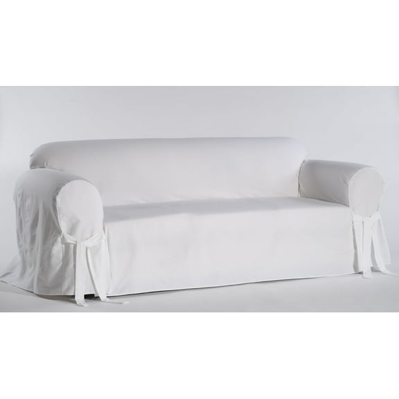 Cotton Duck One Piece Loveseat Slipcover in White