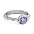 thumbnail image 2 of 925 Sterling Silver 0.25 Ctw Amethyst Solitaire Accents Women Valentines Day Gifts Ring, 2 of 3