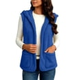 thumbnail image 3 of Diufon Fleece Vest Women Casual Sleeveless Hooded Jacket Fall Winter Warm Open Front Outerwear with Pockets, 3 of 10