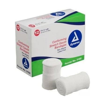 MedicalMartByMail Stretch First Aid Gauze Bandage Wraps, 2" x 4.1 Yd, 12 Count, 48 Pack