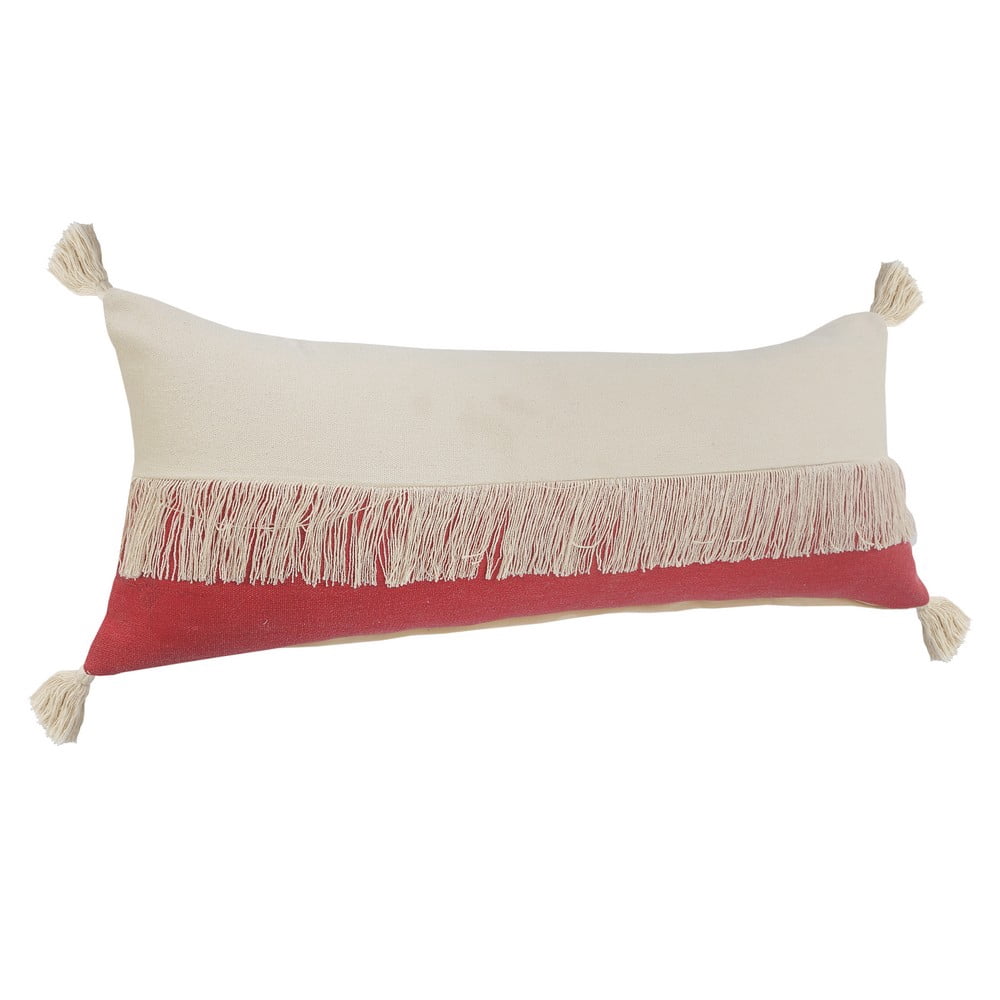 Ox Bay 14" x 36" Red/ White Color Block Organic Cotton Pillow Cover