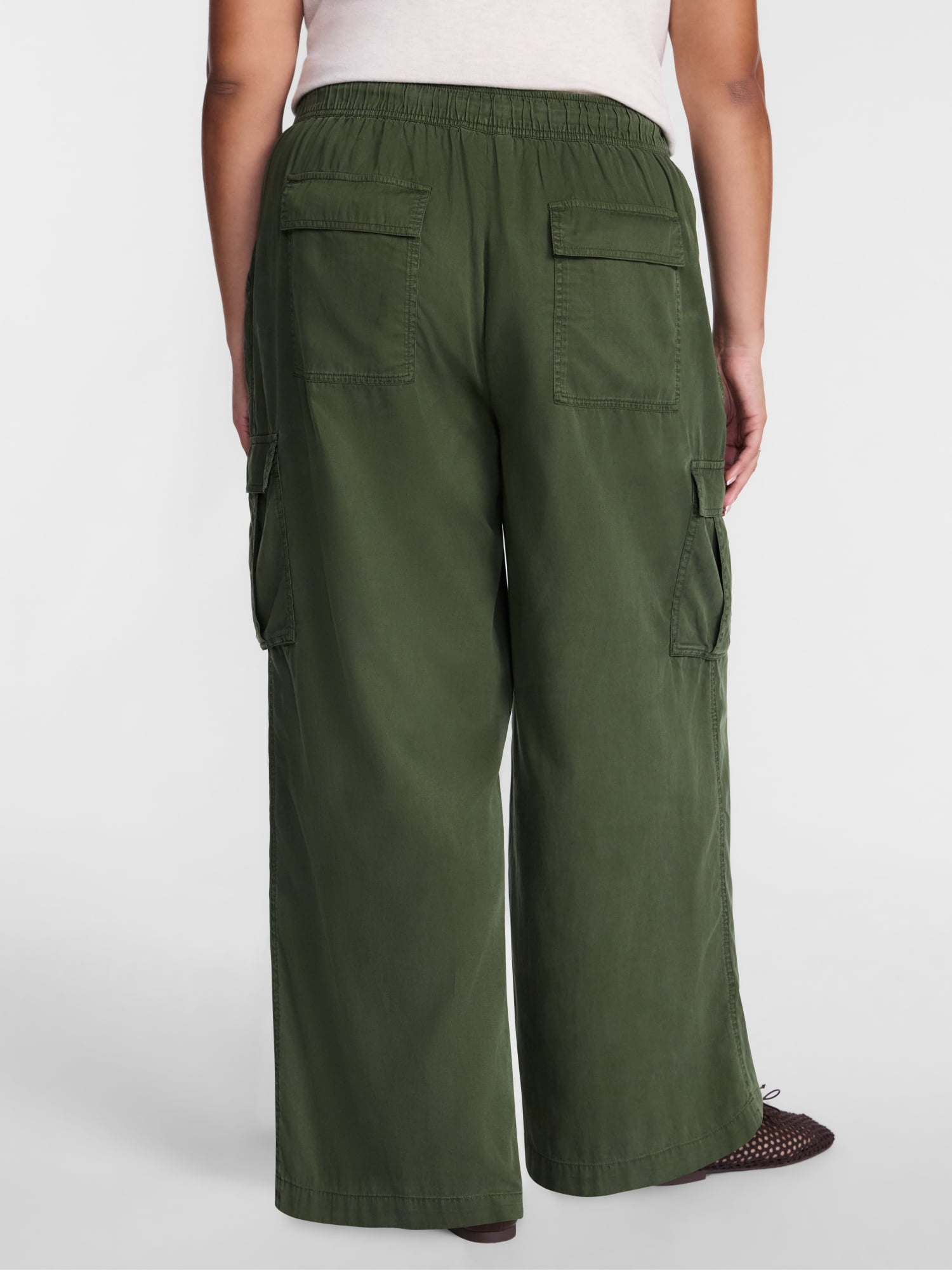 Terra & Sky Women's Plus Cropped Cargo Wide Leg Pants, Sizes 0X-4X