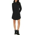 thumbnail image 2 of INSPIRE CHIC Women's Roll Up Sleeve Belted Button Up Collared Shirt Dress XS Black, 2 of 6