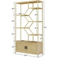 thumbnail image 2 of Rattan Bookshelf with 1 Natural Rattan Storage Cabinet and 7 Open Display Shelves, 7 Tier Bookshelf w/Adjustable Shleves & Foot Pad for Living Room, Bedroom, Office, Metal Shelves, Natural, 2 of 16