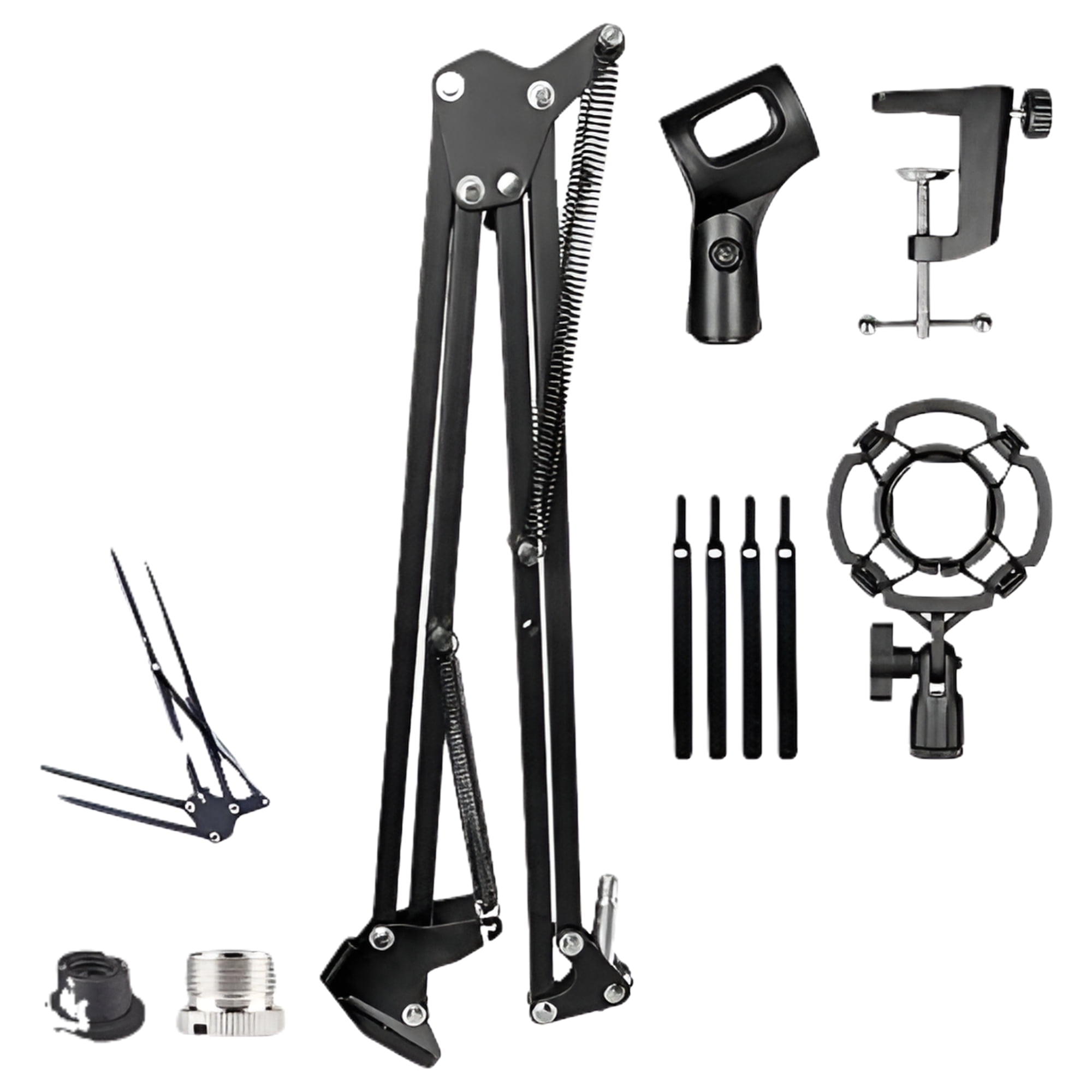 Upgraded Adjustable Microphone Suspension Boom Scissor Arm Stand with Shock Mount Mic Clip Holder 3/8?? to 5/8?? Screw Adapter -for Blue Yeti, Snowball & Other Microphones (stand with adapter)