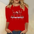 thumbnail image 2 of BiZtdJrK Prime Sales Clearance Womens Tops 3/4 Sleeve, Christmas Wine Glass Graphic Tee Shirts for Women 2025 Fall Casual Round Neck Blouse Red XL, 2 of 5