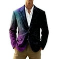 thumbnail image 3 of IWRICH Mardi Gras Blazer for Men Button Notched Lapel Suit Jacket Casual Rave Jackets Sports Coats Slim Fit Plus Size Blazer 01-Dark Purple M, 3 of 4