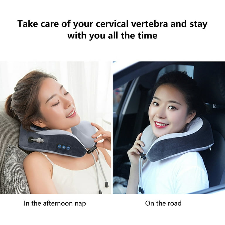EEZEE Neck Massage Pillow with 3 Vibrating Modes for Neck, Back and Leg  Relax and Support, Travel Neck Pillow with Heat U-Shaped Memory Foam Pillow