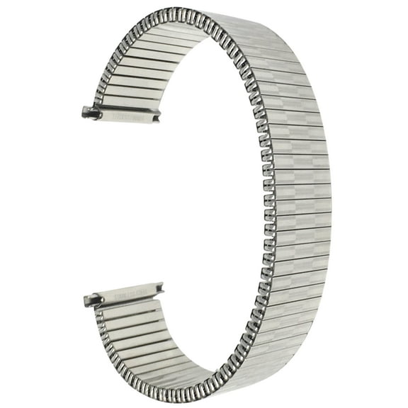 Bandini 18mm Silver Tone Stainless Steel Stretch Watch Strap for Men, Straight End, Metal Expansion Watch Band, No Buckle