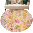 thumbnail image 2 of Spring Floral Round Area Rug 7 FT,Non Slip Living Room Area Carpet,Watercolor Elegant Summer Flowers Botanical Washable Soft Circular Rug Floor Carpet for Bedside Office Play Room Classroom, 2 of 9