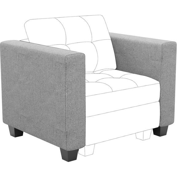 Belffin Armrest Module for Modular Sectional Sofa Couch Side Armrest for Sectional Modular Sofa Fabric Light Grey