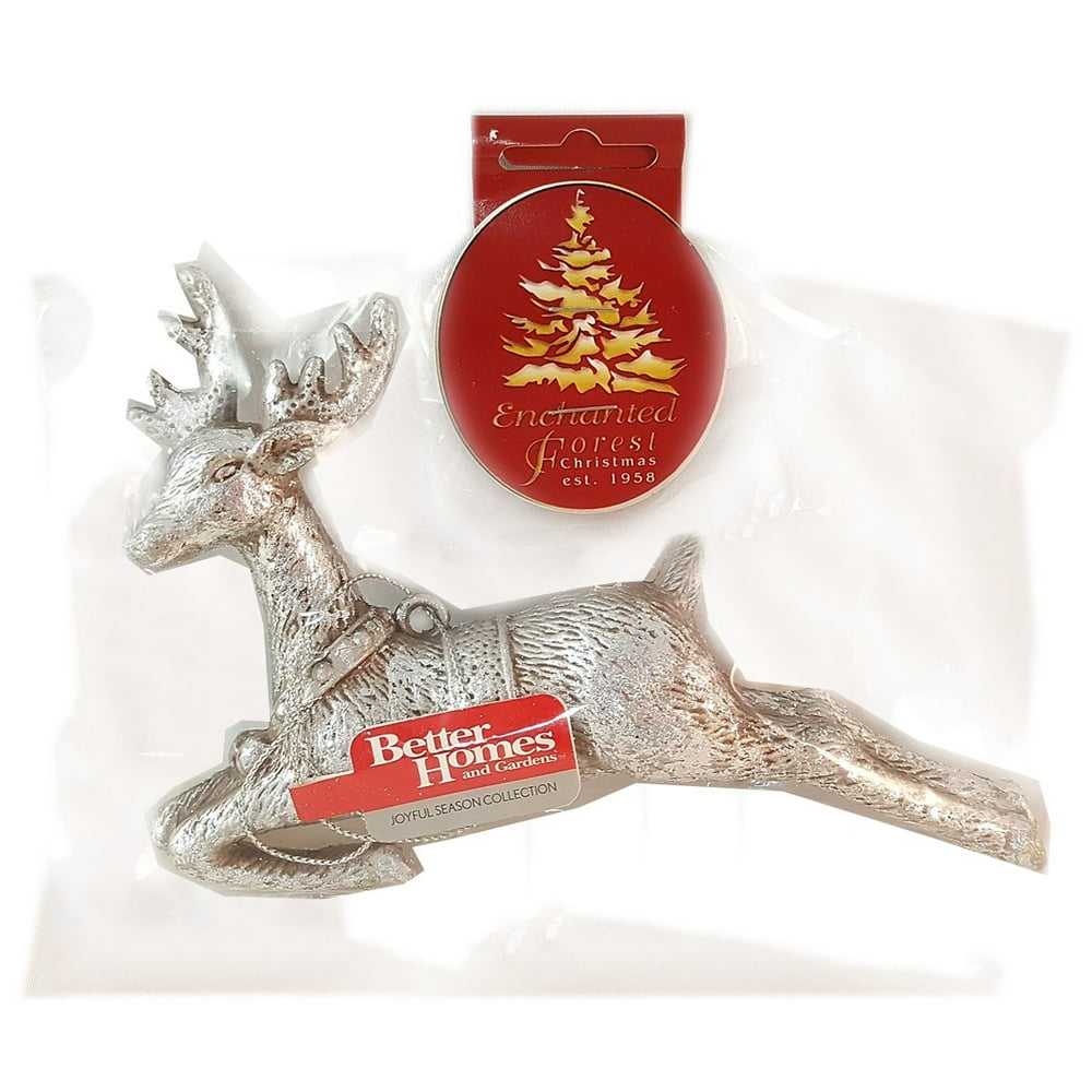 Enchanted Forest Silver Reindeer Christmas Tree Ornament
