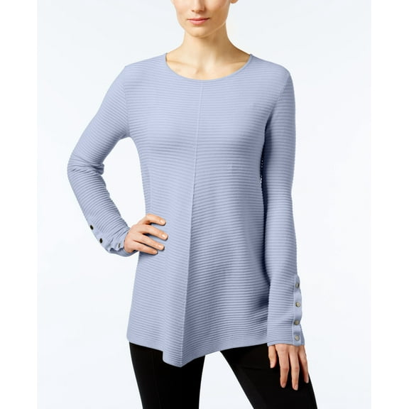 Alfani Petite Ribbed Swing Sweater Gentle Blue PXL