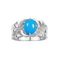 thumbnail image 1 of RYLOS Rings for Women 14K White Gold Ring Classic 9X7MM Oval Gemstone & Diamonds December Turquoise Jewelry Size 6, 1 of 7