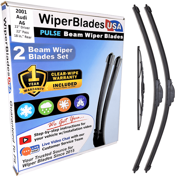 2001 Audi A6 Beam Wiper Blades Wipers w/1yr Warranty (Set of 3) w/Rear Wiper (WiperBladesUSA)