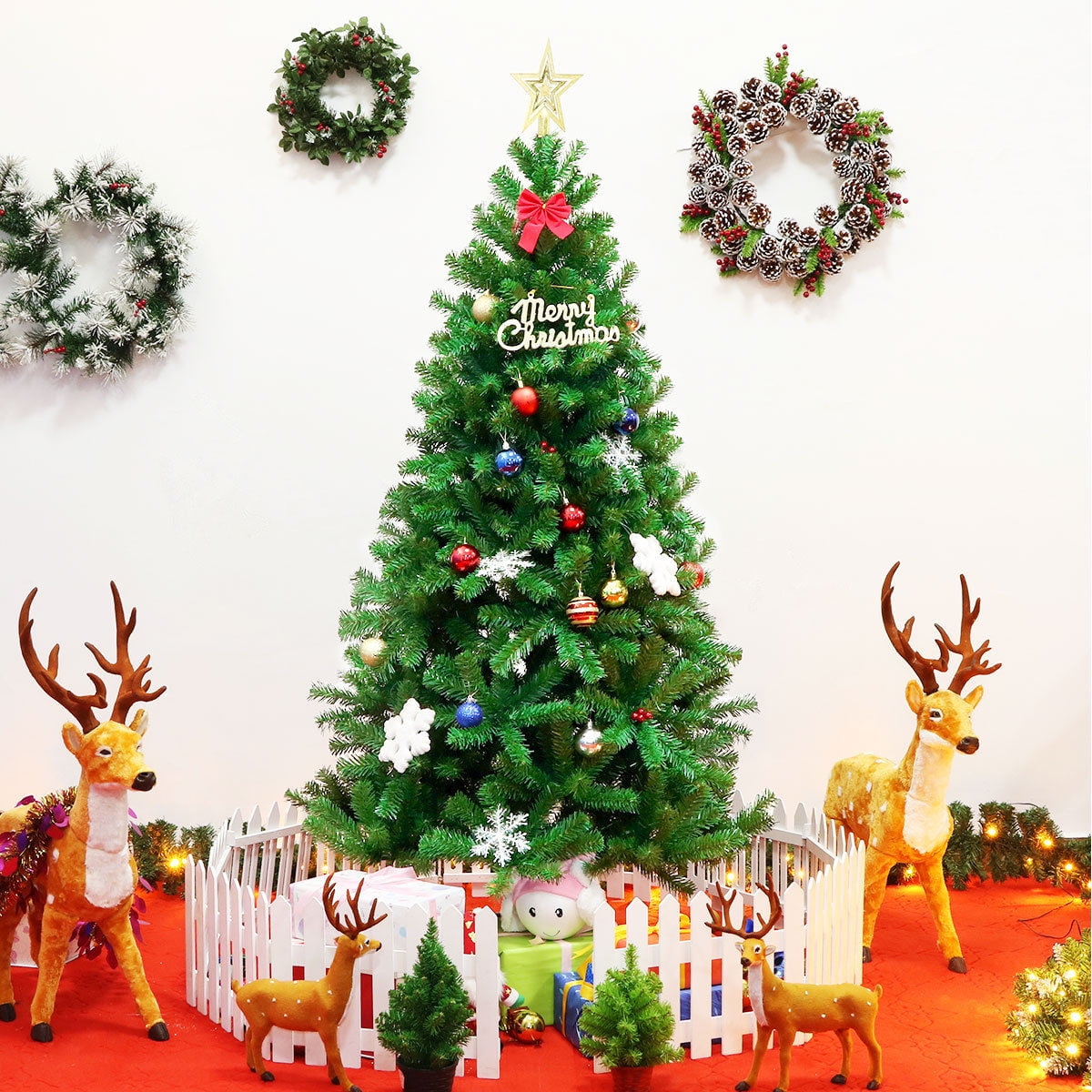 Gymax 6 Christmas Tree Artificial Pvc Metal Stand Holiday Decor