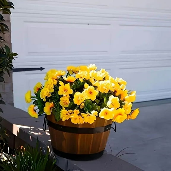 6 Bunches Artificial Rhododendron Fake Outdoor Flowers UV Resistant No Fade Faux Plastic Plants Garden Porch Home Decoration