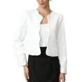 thumbnail image 3 of Tweed Jackets for Women Long Sleeve Crewneck Open Front Work Business Blazer Jacket XS White, 3 of 6