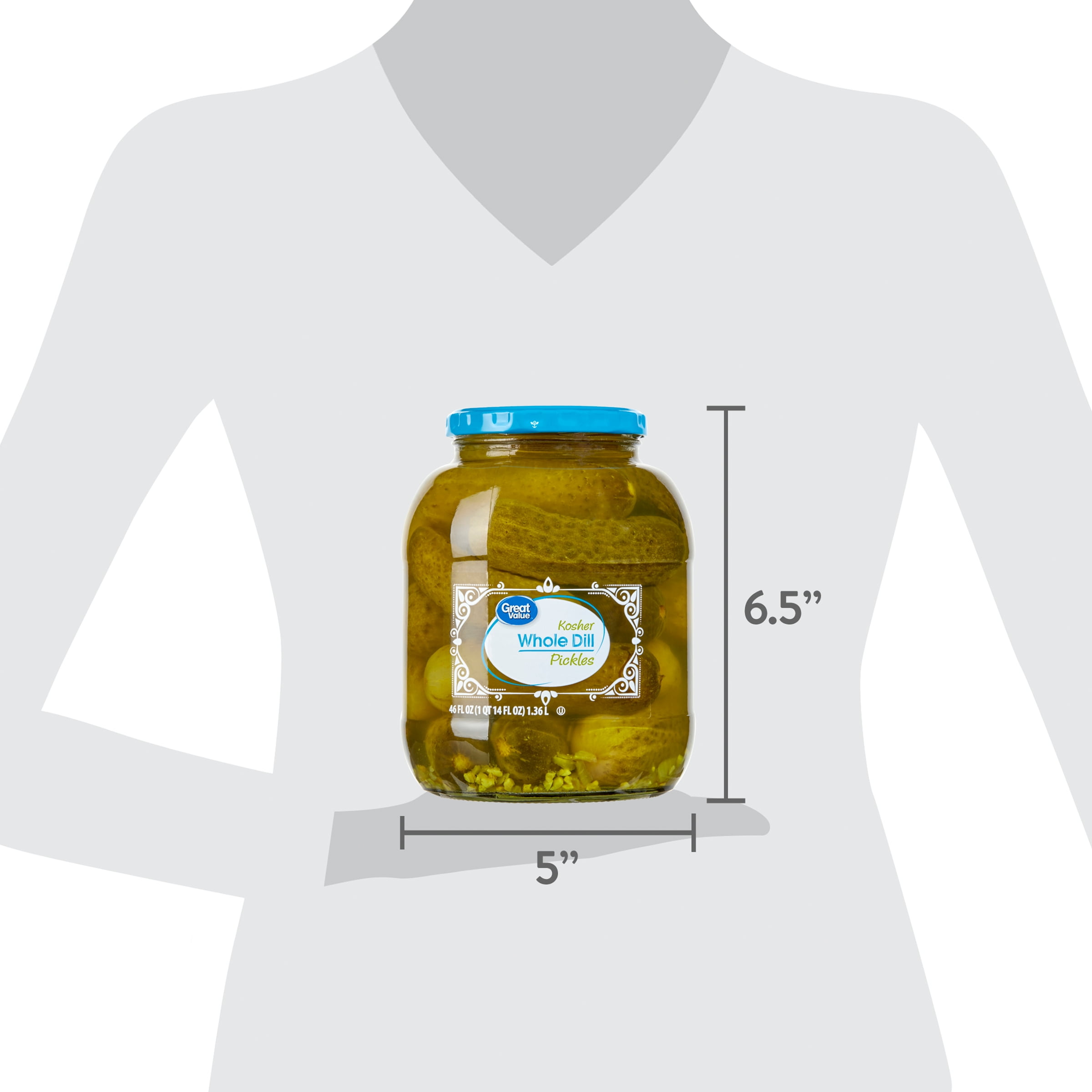 Great Value Kosher Whole Dill Pickles, 46 fl oz
