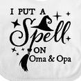 thumbnail image 4 of Inktastic I Put a Spell on Oma and Opa Witch Hat and Broom Boys or Girls Baby Bib, 4 of 4