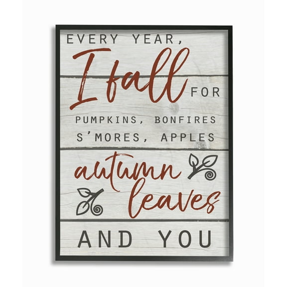 Stupell IndustriesEvery Year I Fall For You Red and Grey Typography Framed Wall Art by Daphne Polselli