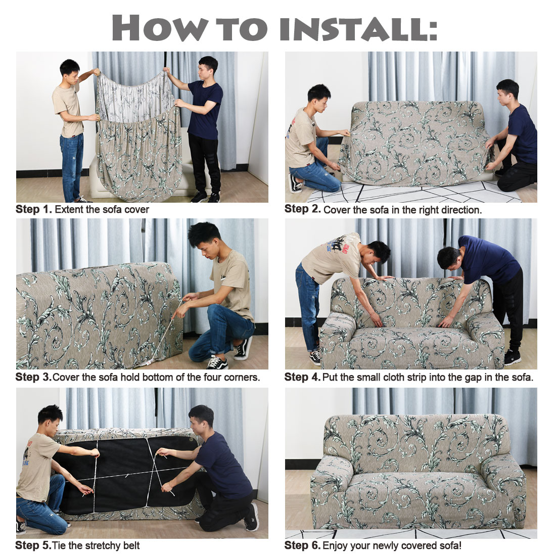 Unique Bargains 1-Piece Oriental Printed Stretch XL Sofa Couch Cover, Green