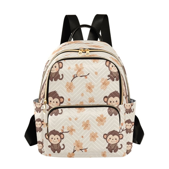 Quilted Backpack Fashion Backpack 10.23*5.11*12.59 Inch Women's Fashion Backpack Picnic Shopping Travel Out Sports backpack Cute Little Brown Monkey