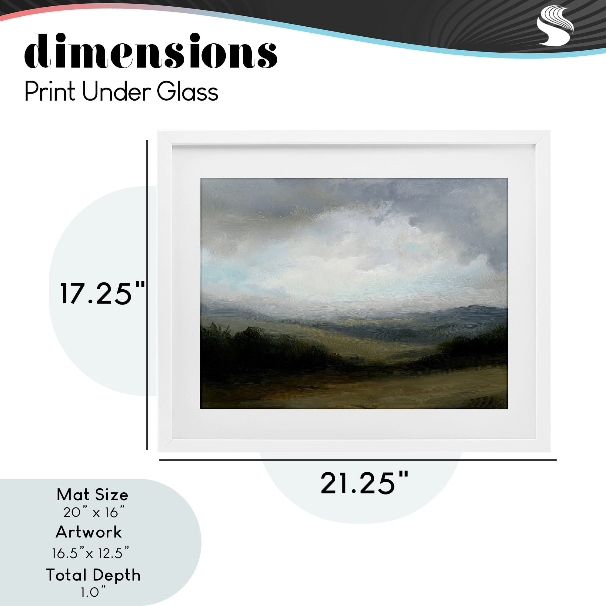Stupell Industries Refreshed Quiet Rolling Hills White Framed Print Under Glass, design by Annabelle Hall